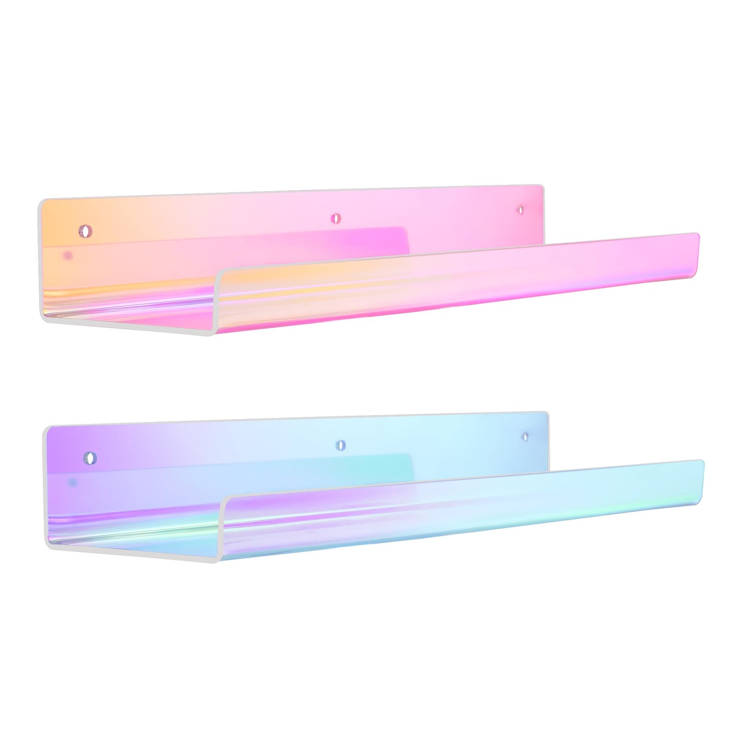 upsimples Acrylic Shelves for Bathroom Storage, 15" Floating Shelves Wall Organizer for Perfume, Make up, Skincare, Kids Bookshelf for Bedroom, Nursery, Living Room Decor, Clear, 4 Pack