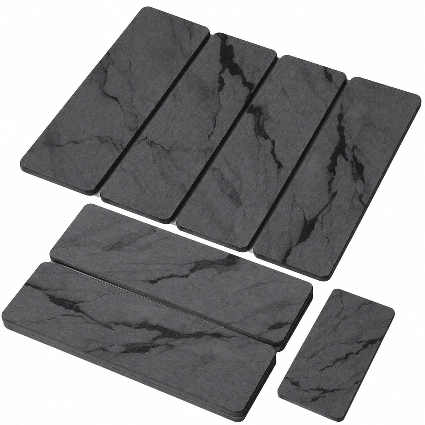 Large Stone Dish Drying Mat for Kitchen Counter, Quick Dry Stone Dishes Mats,Foldable Water Absorbing Diatomaceous Earth Drying Organizer Pad for Plate Rack Bottles Utensils(Dark Gray 24"×16" & 8"x4")