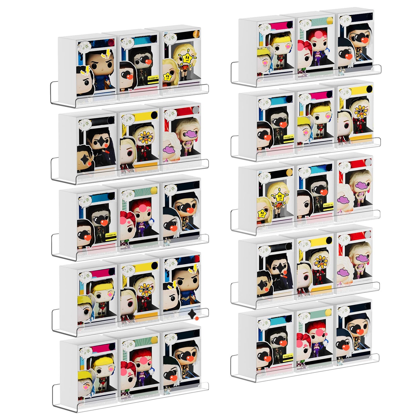 upsimples Acrylic Shelves for Bathroom Storage, 15" Floating Shelves Wall Organizer for Perfume, Make up, Skincare, Kids Bookshelf for Bedroom, Nursery, Living Room Decor, Clear, 4 Pack